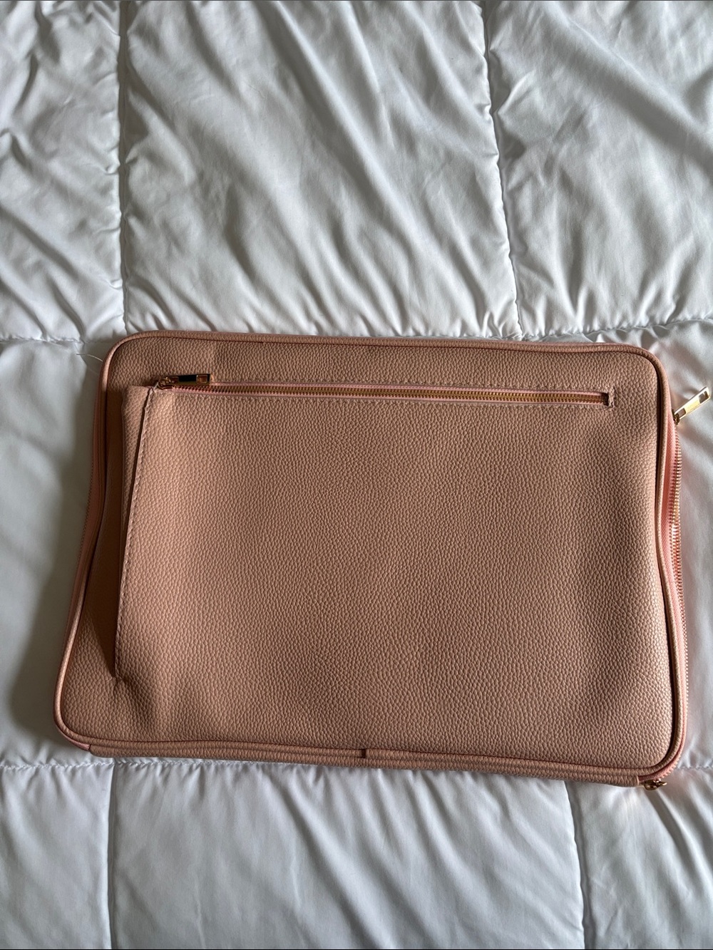 Blush Pink Pebbled Leather Laptop Sleeve